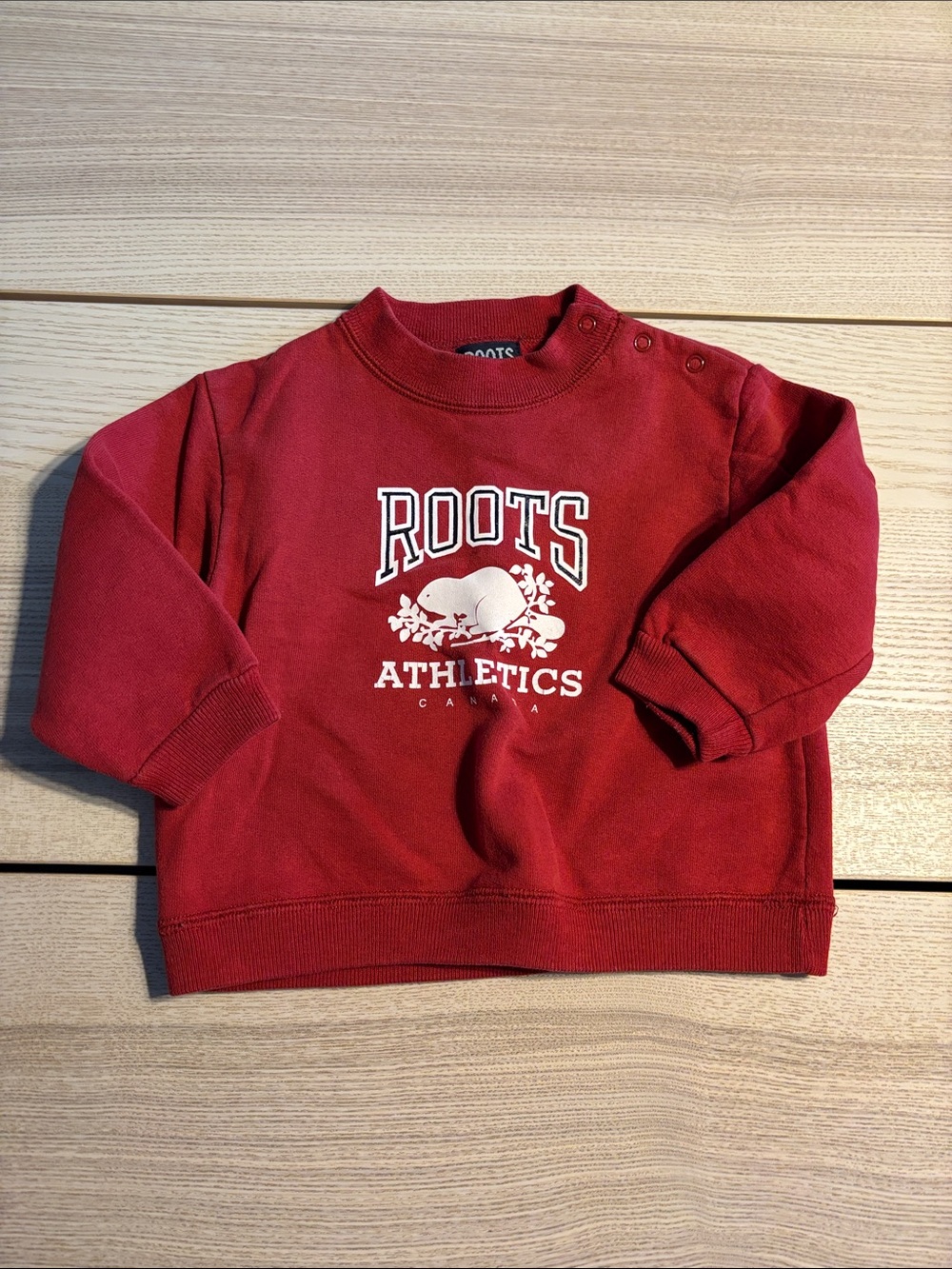 Roots Red Kids Sweatshirt with White Athletics Logo